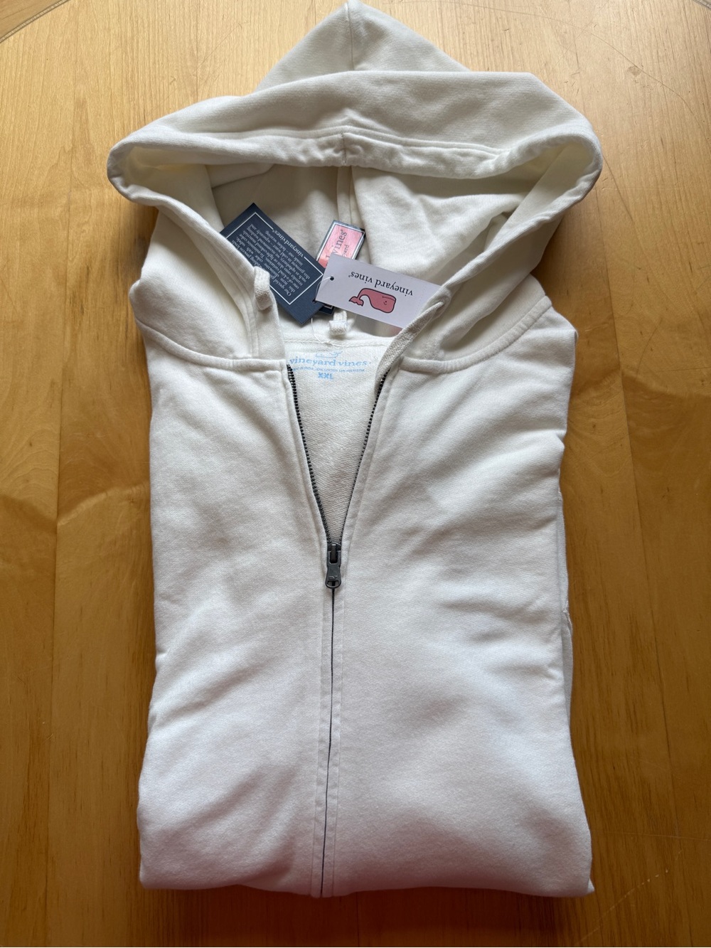NWT Vineyard Vines Ivory Full Zip Hoodie XXL